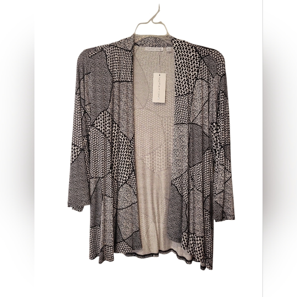 Notations black & white 3/4 sleeve cardigan